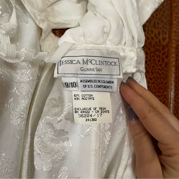 Jessica McClintock for Gunne Sax vintage mini dress with bow back cold shoulder - Picture 7 of 8